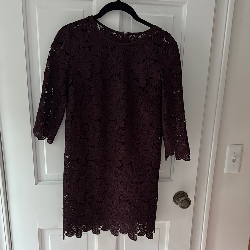 LOFT Black Sheath Dress 3/4 Sleeve Crew Neck